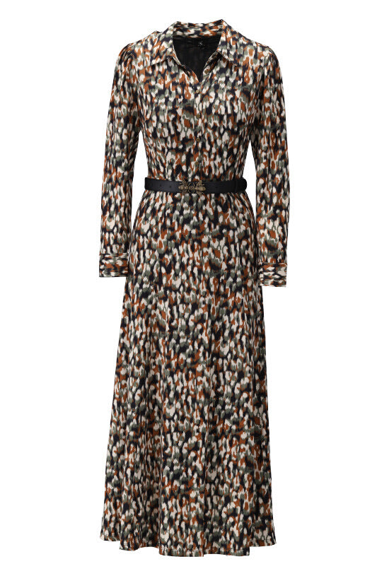 K-design - Maxi dress met print en bijpassende riem (X129) – What Els!