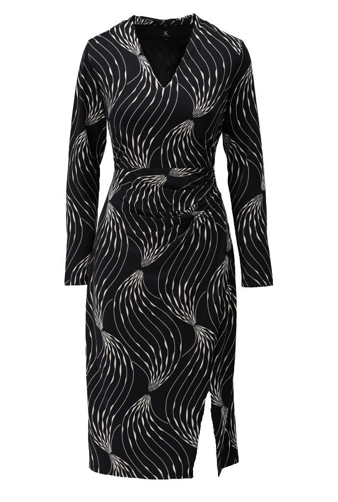 K-design - Midi dress met print, V-hals en split