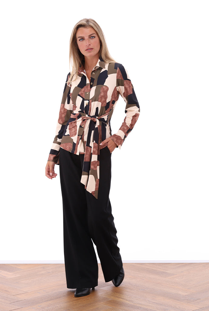 K-design - Blouse met print, knopen en vast striklint