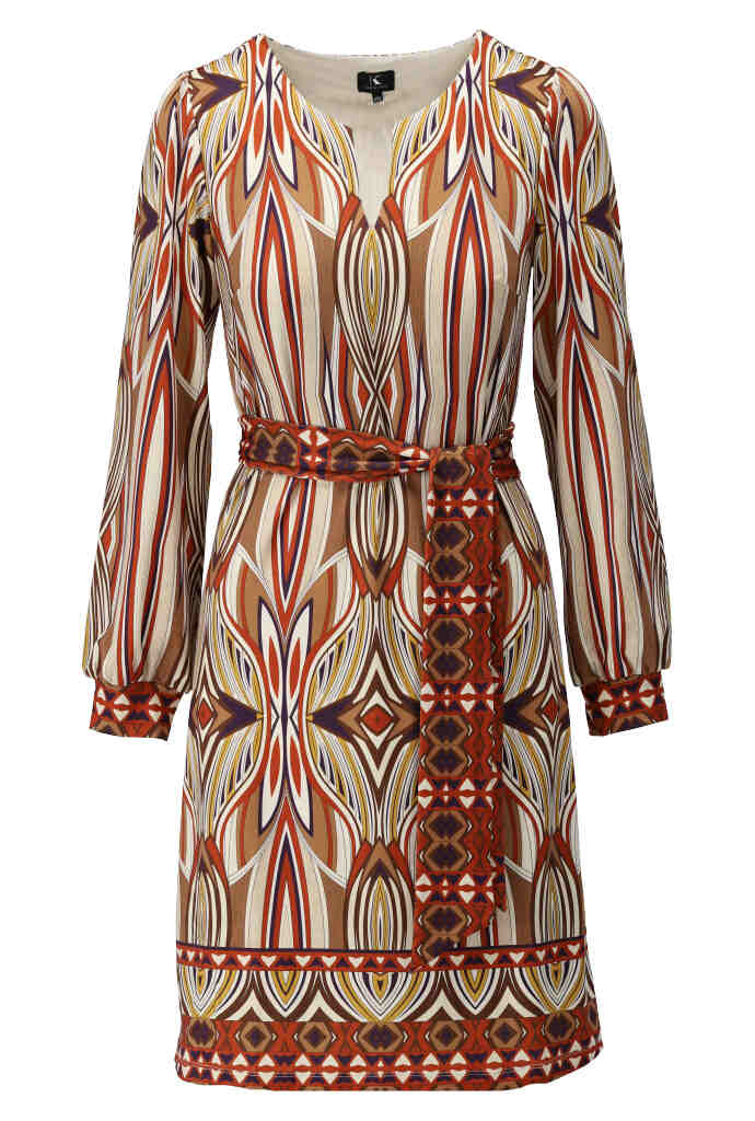 K-design - Mini dress met print en stoffen riem