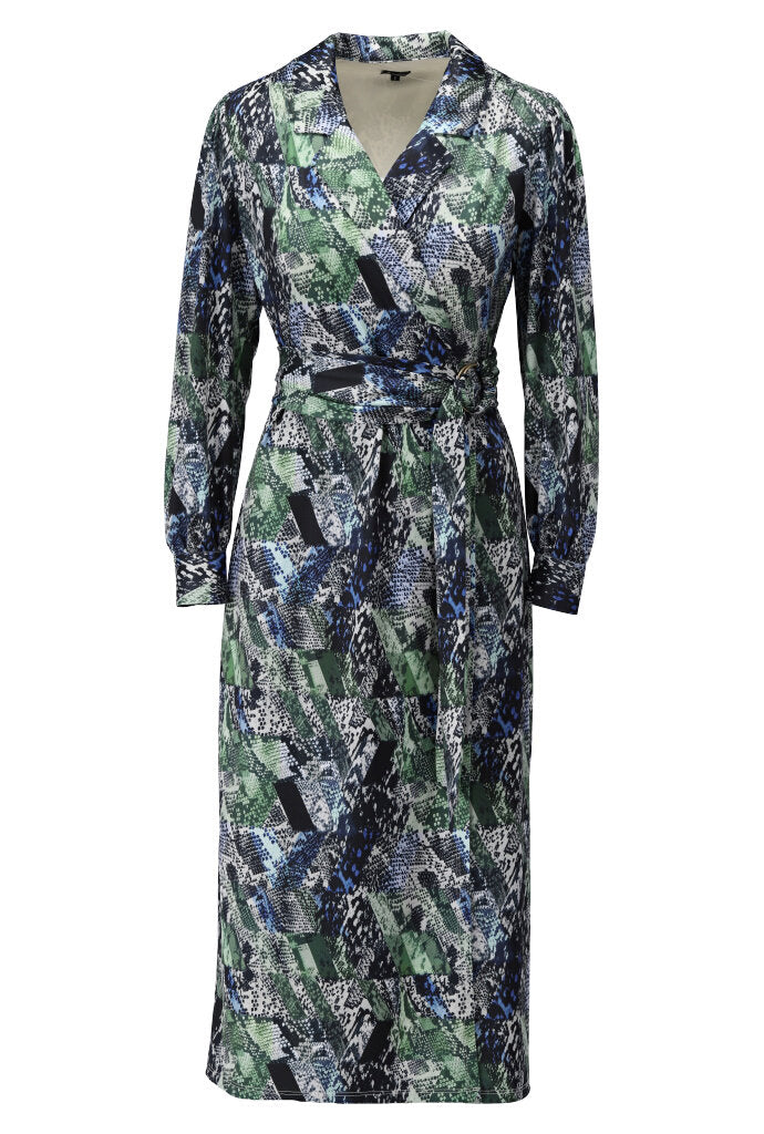 K-design - Maxi dress crossover met print en stoffen riem