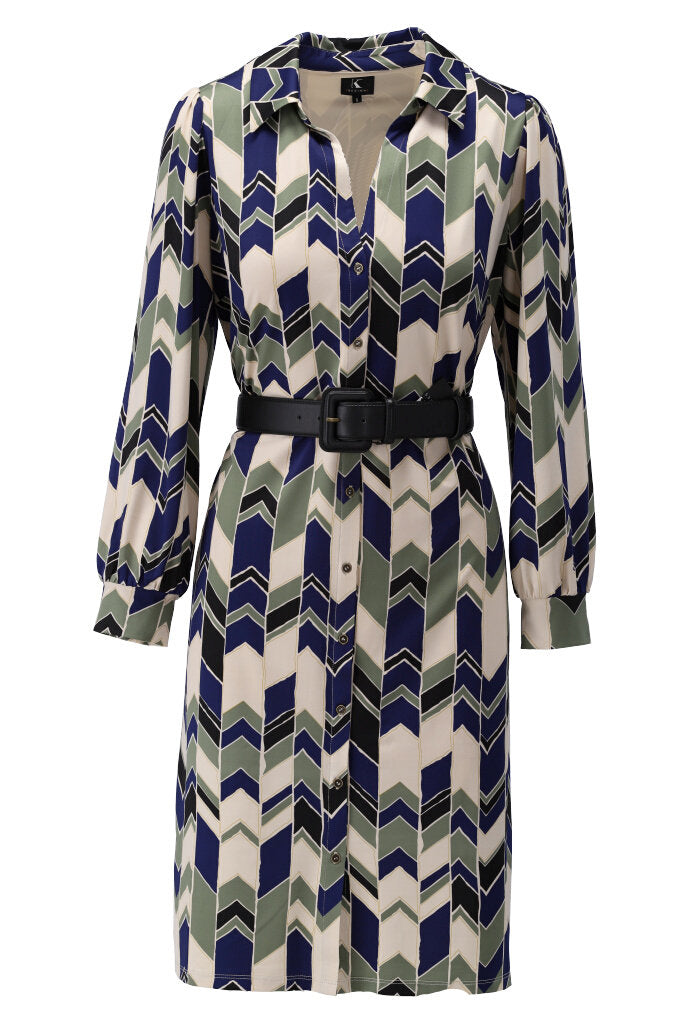 K-design - Midi dress met print en bijpassende riem