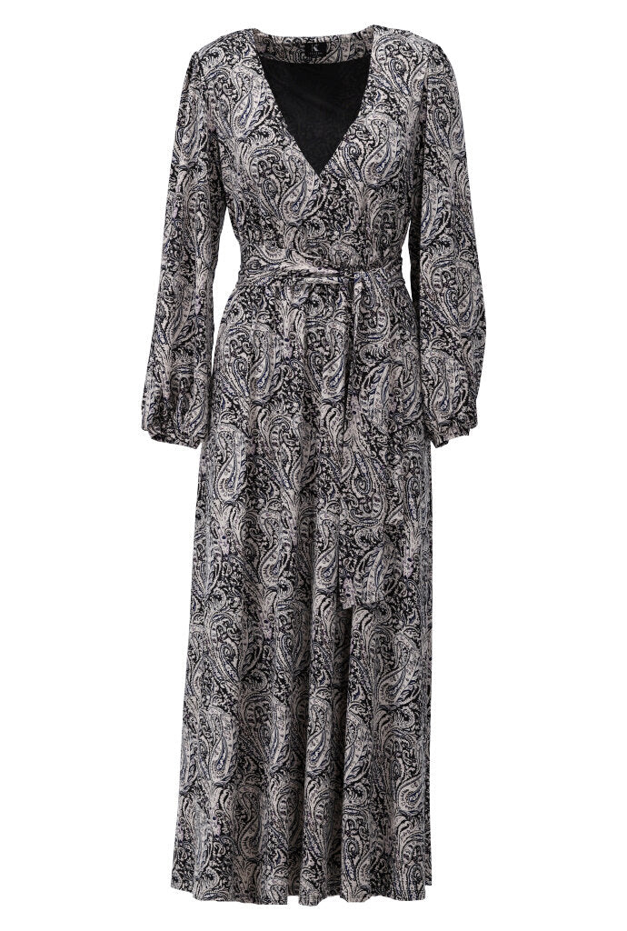 K-design - Maxi dress crossover met print en stoffen riem