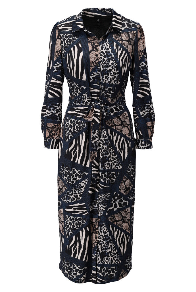 K-design - Maxi dress met print en trekkoord