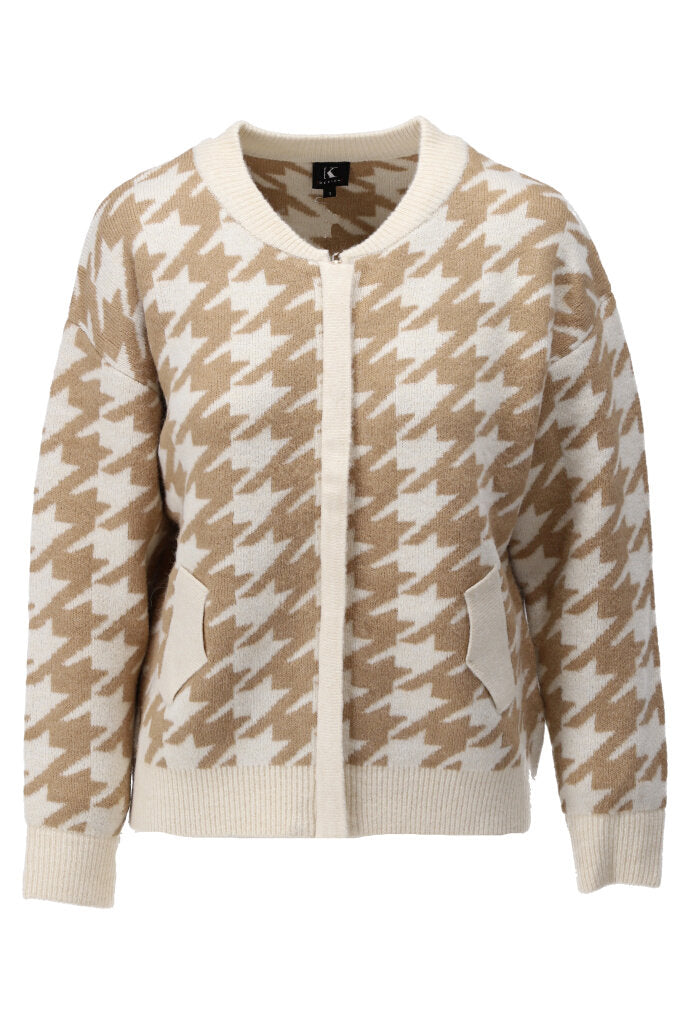 K-design - Bomber cardigan met pied de poule