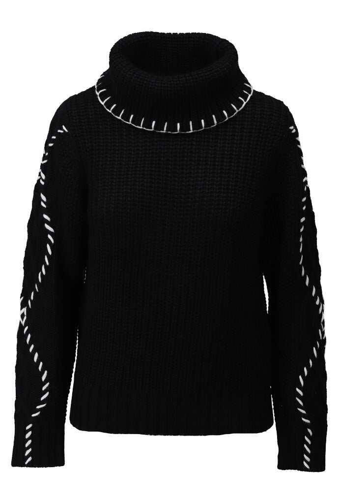 K-design - Pull met rolkraag en contrast details