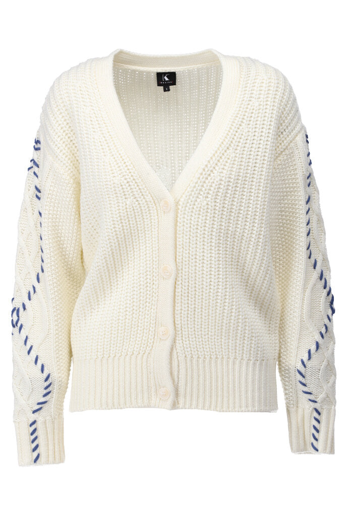 K-design - Cardigan met V-hals en contrast details