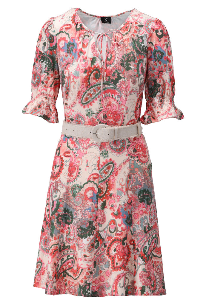 K-design - Mini dress met paisley print en bijpassende riem (Y144) - What Els!