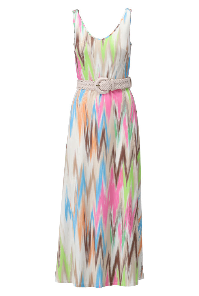 K-design - Maxi dress met print en gevlochten riem (Y208) - What Els!