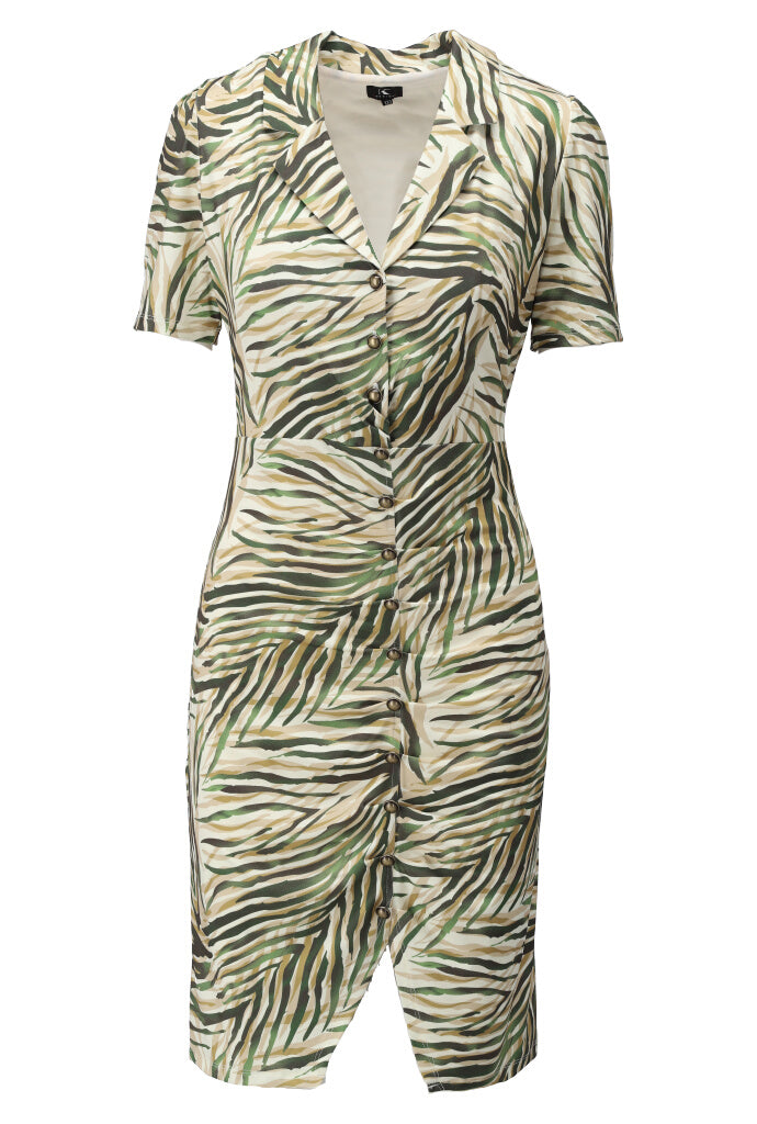K-design - Mini dress met safariprint en knopen (Y219) - What Els!