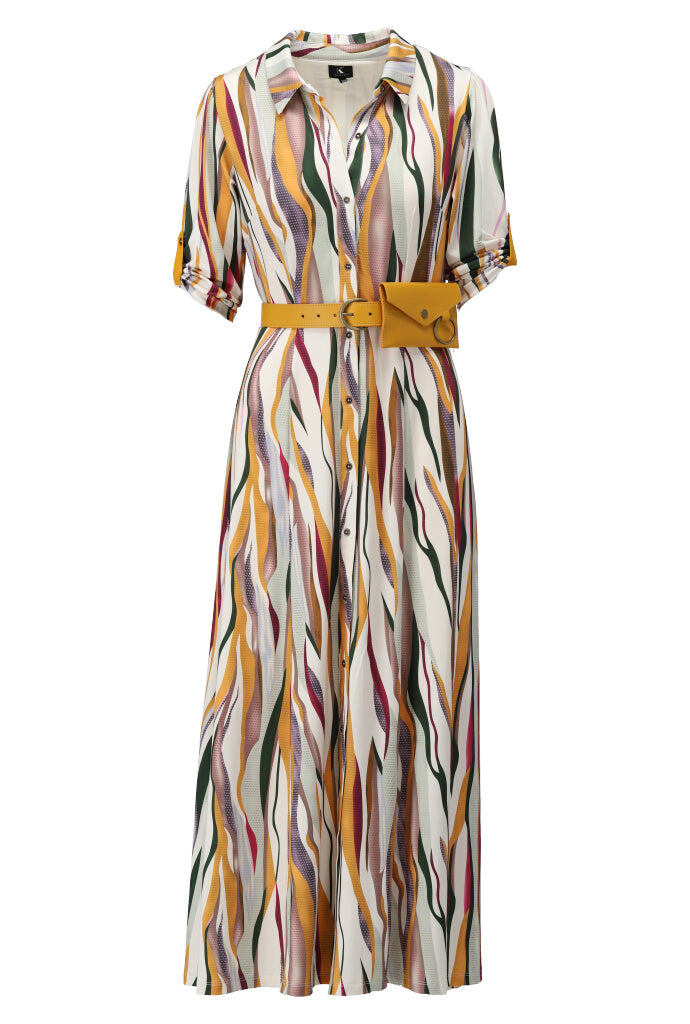 K-design - Maxi dress met print en bijpassende riem met tasje (Y220) - What Els!