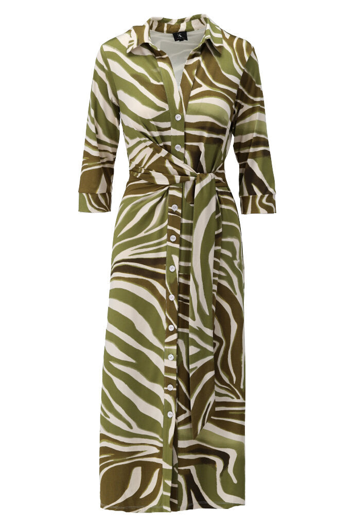 K-design - Maxi dress met print, knopen en vaste riem (Y302) - What Els!