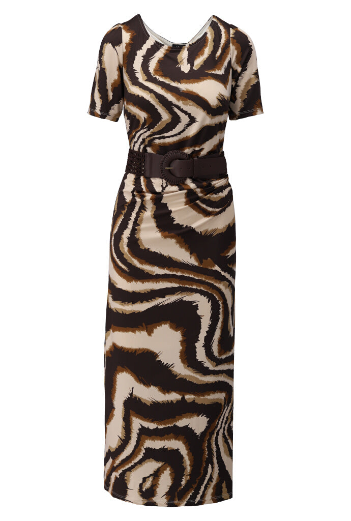 K-design - Maxi dress met print en bijpassende riem (Y348) - What Els!