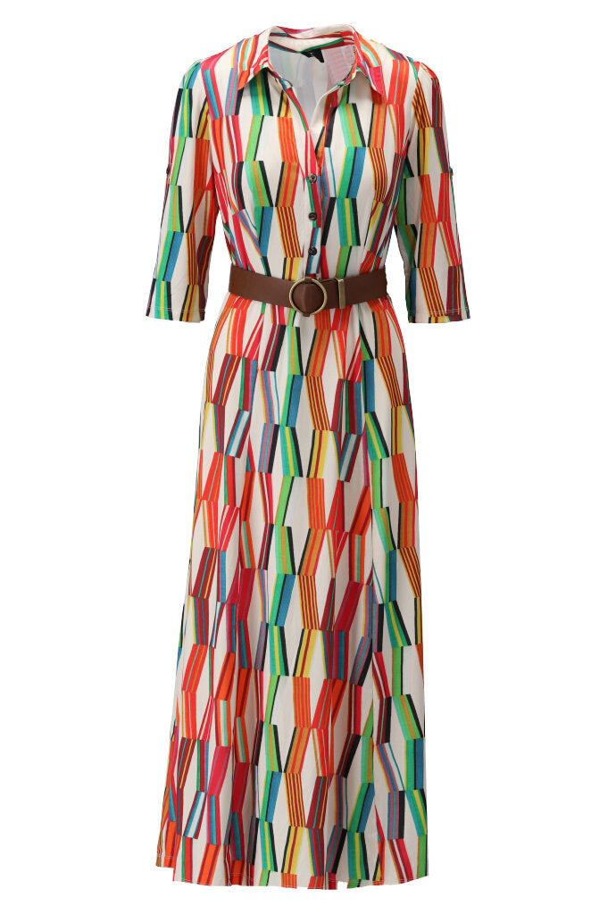K-design - Maxi dress met print en bijpassende riem (Y355) - What Els!