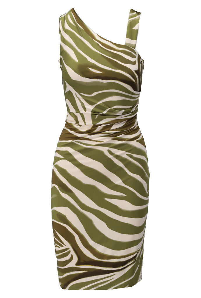 K-design - Asymmetrische bodycon mini dress met print (Y392) - What Els!