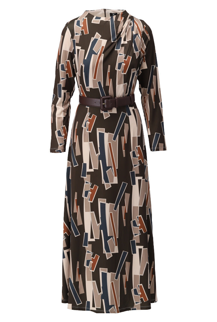 K-design - Maxi dress met print en bijpassende riem