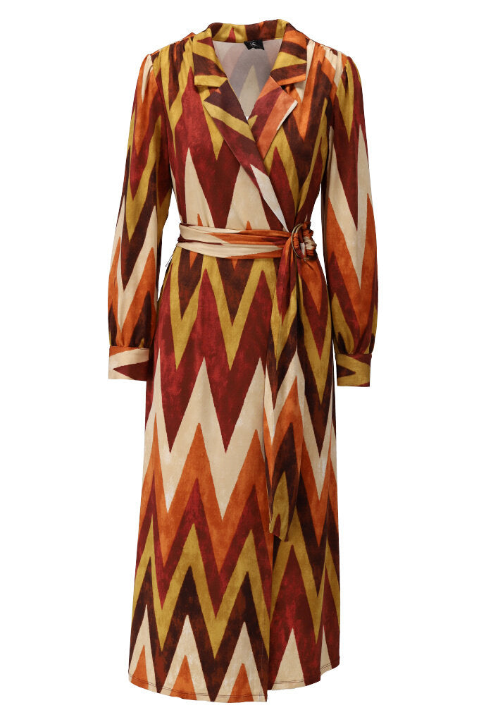 K-design - Maxi dress crossover met print en stoffen riem