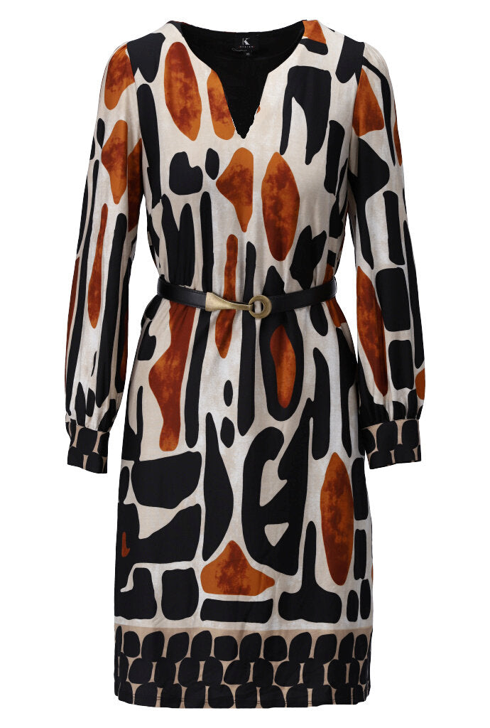 K-design - Mini dress met print en bijpassende riem