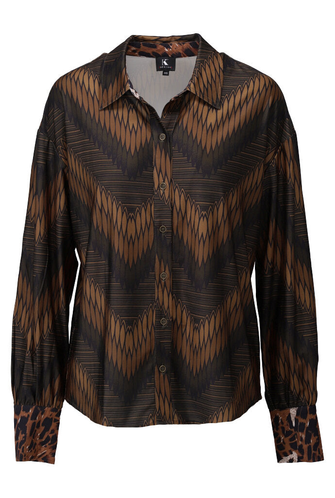 K-design - Blouse met print en knopen