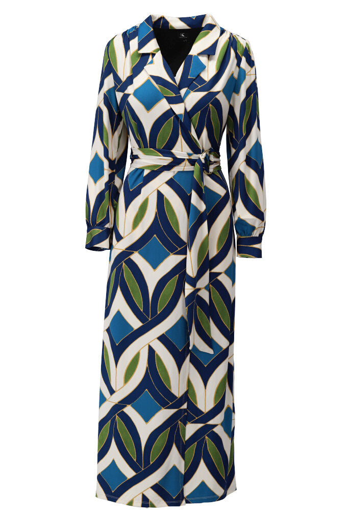 K-design - Maxi dress crossover met print en stoffen riem