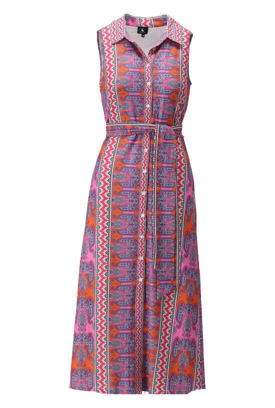 K-Design K-Design - Maxi dress met print en stoffen riem (W607) - What Els!